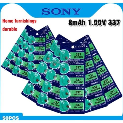 50pcs Sony Original Watch battery 337 SR416SW Silver Oxide 1.55V button cell battery for Watch Electric toy LED Headphone