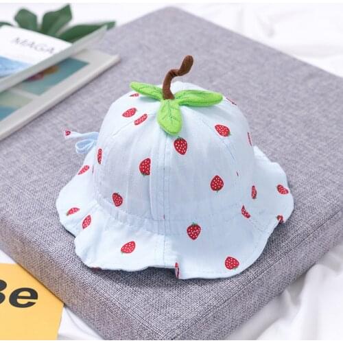 2020 new style Strawberry print Bucket Hat Fisherman Hat outdoor travel hat Sun Cap Hats for children boys and girls 52