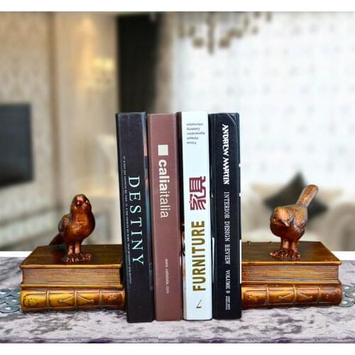 A Pair Creative Synthetic Resin Bookend Shelf birds Bookend Holder Office Supplies Home Decoration Book Stand