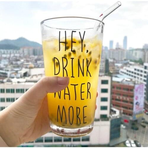 Transparent Glass Cups For Dessert Drinking Cup Tea Milk Coffee Juice Breakfast Cup Dessert Yogurt Cups Glass Letter Printed