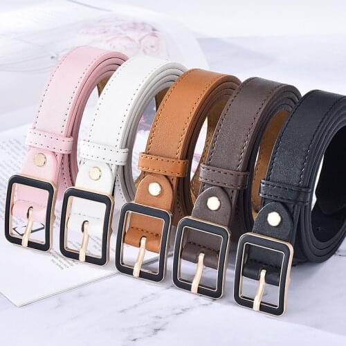 Faux Leather Square Buckle Belts Women Casual Solid Wild Adjustable Belts Decoration Ladies Fashion Accessories For Jeans Dress