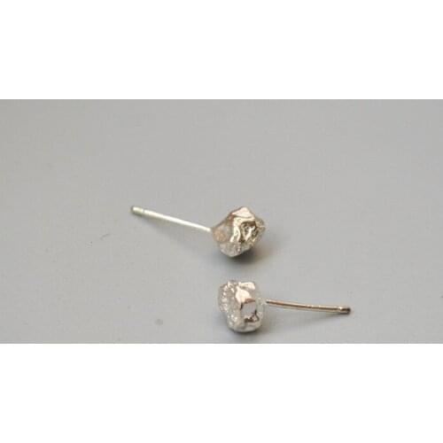 Geometric Irregular Earrings Cute Female Small Stud Earrings Real 925 Sterling Silver Gold Earrings For Women Wedding Jewelry