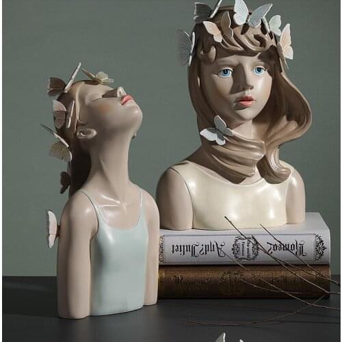 Nordic Resin Abstract Butterfly Girl Ornaments Art Home Livingroom Table Figurines Crafts Office Desktop Sculpture Decoration