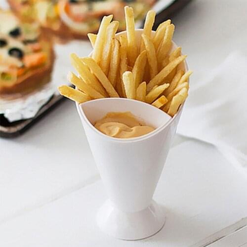French Fries Dip Cup Vegetable Salad Cup Creative Diagonal Western Tableware Kitchen Serving Tool Snack Cone Stand + Dip Holder