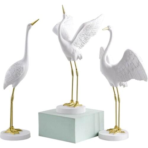 Home Crane Statues, Standing Resin indoor Statue Various Size Bird Art for Living Room Ornaments