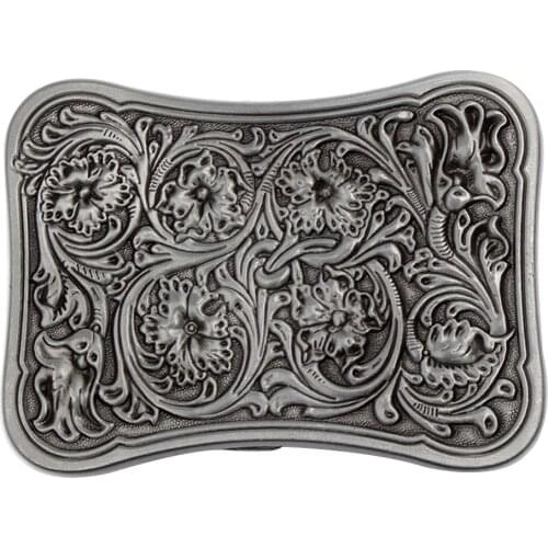 Zinc Alloy Vintage Western Belt Buckle Arabesque Pattern Cowboy Cowgirl Men