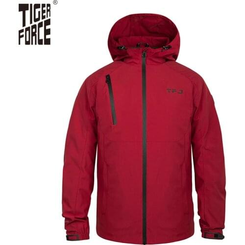 Tiger Force Waterproof Mens Jacket Male Hooded Windbreaker Casual Windproof Spring Outerwear Plus Size Male Coats Large Size