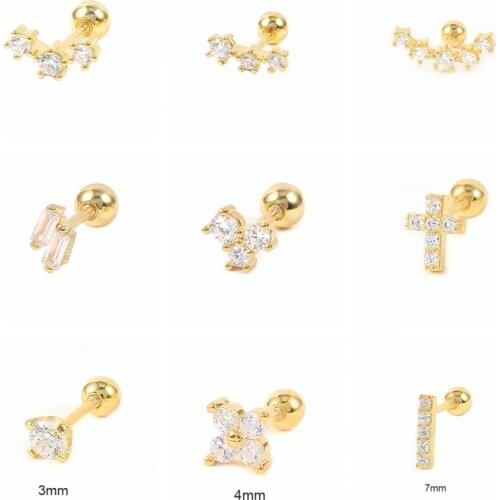 CANNER Mini Cross Single Row Diamonds Pendientes Plata 925 Sterling Silver Earrings For Women Piercing Stud Earrings 2021 Trend