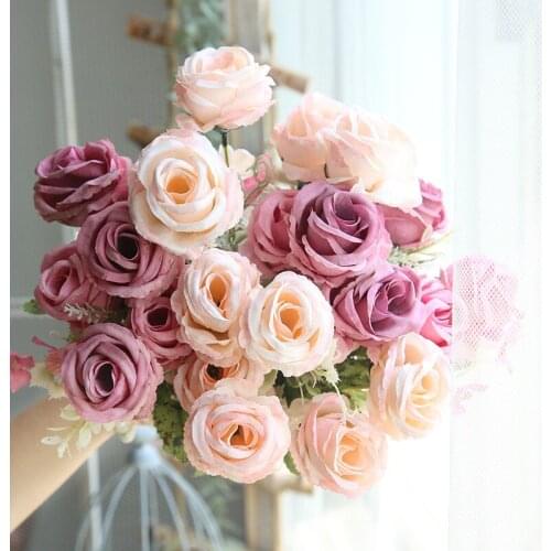 Rose bunch bouquet mini flower for wedding flower home wedding party decoration garden Artificial flower small rose
