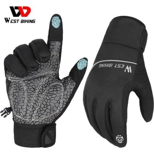 WEST BIKING Winter Gloves Warm Velvet Bicycle Gloves Touch Screen Sport Gloves for Ski Motorcycle Electric Bike Women Men Gloves