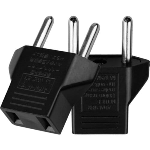 1pc 6A EU Adapter Plug USA to Euro Europe Wall Power Charge Outlet Sockets US 2 Flat Pin to EU 2 Round Pin Plug Socket Adapter