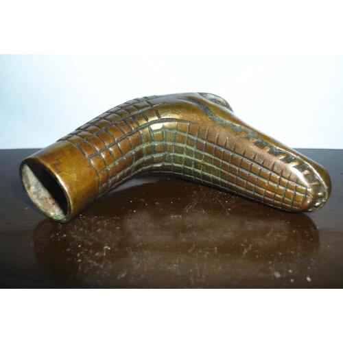 100% BRASS Pure Copper Brass Grandpa Good Lucky Chinese Old BRASS Hand Carved Crocodile Statue Cane Walking Stick Head