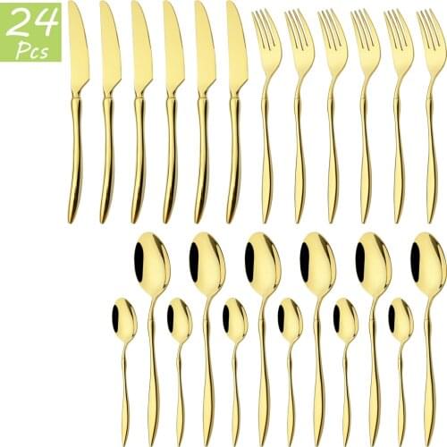 304 Stainless Steel Cutlery Set High Grade Gold Dinnerware Set Steak Knife Fork Spoon Tableware Home Kitchen Silverware Flatware