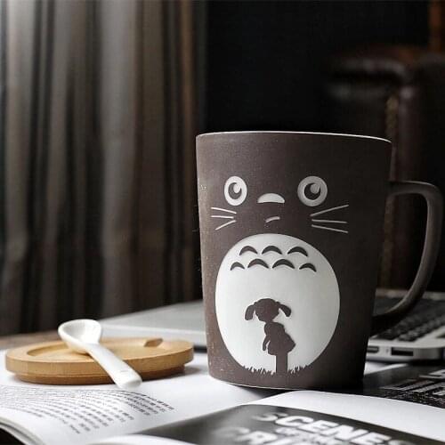 350/520ml Cartoon Totoro Large Capacity Ceramic Coffee Mug Creative Frosted Ceramics Office Tea Milk Water Cup Birthday Gifts