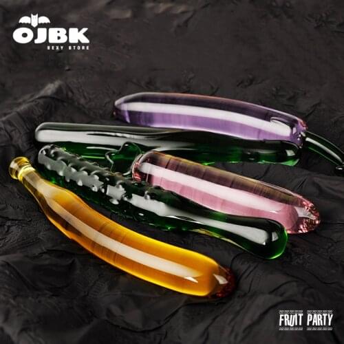 5 Types Vegetable and Fruit Shape Crystal Dildo Glass Butt Plug Cute Novelty Adult Sex Toys