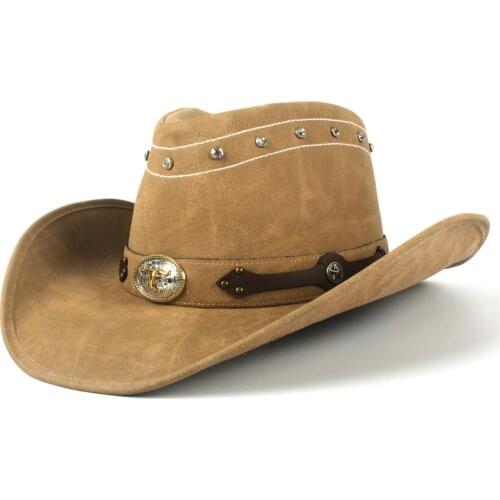 Benmore Outback Leather Men Western Cowboy Hat For Gentleman Dad Sombrero Hombre Caps Godfather Hats Good Package