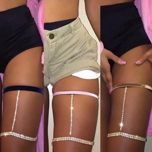 Shining Crystal Thigh Chain Gold-color Womens Leg Body Chain Hot Summer Beach Sexy Bikini Body Jewelry Selling Accessories