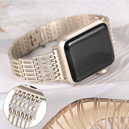 Luxury Diamond Bracelet For Apple Watch Band 38mm 42mm Women Stainless Steel Wristband For iWatch 40mm 44mm SE 6 5 4 3 2 Strap