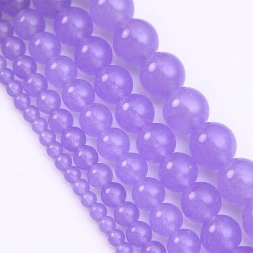 Natural Stone Beads Purple Jades Beads 4 6 8 10 12 14mm for Jewelry Making DIY Bracelet Accessories
