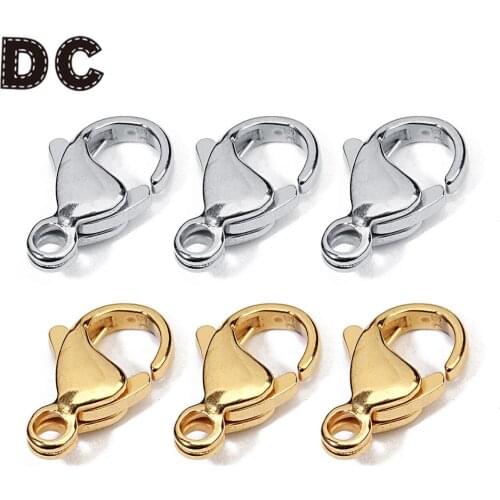DC 25pcs Stainless Steel Lobster Clasps 9*6mm/10*6mm Gold Silver Rose Gold for Necklace Bracelet Connecter DIY Jewelry Findings