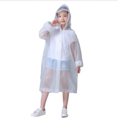 Kids Raincoat Waterproof Boys Girls Hooded Rain Coat Children Transparent Rain Suit Toddler Rainwear EVA