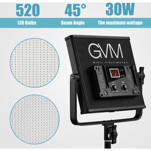 GVM GVM-520LS-B Dimmable Bi-color LED Video Panel Ligh Aluminum Alloy Housing with U-Bracket for Interview Studio Lighting 30W