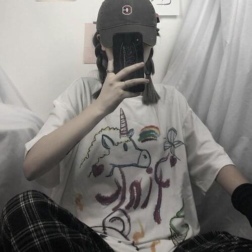 Gothic Clothes T Shirts Harajuku Style Anime Print Tshirt Streetwear Female Oversized Short Sleeve Tee Shirt Woman T-shirt