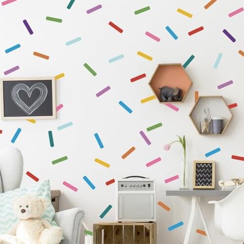 Colorful strip shape wall sticker kids room Childrens bedroom living room wallpaper home decoration DIY Self-adhesive stickers