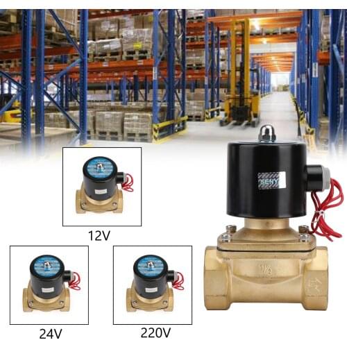 Areyourshop G1-1/2" DN40 Brass Electric Solenoid Valve for Water Air Gas Normally Closed N/C