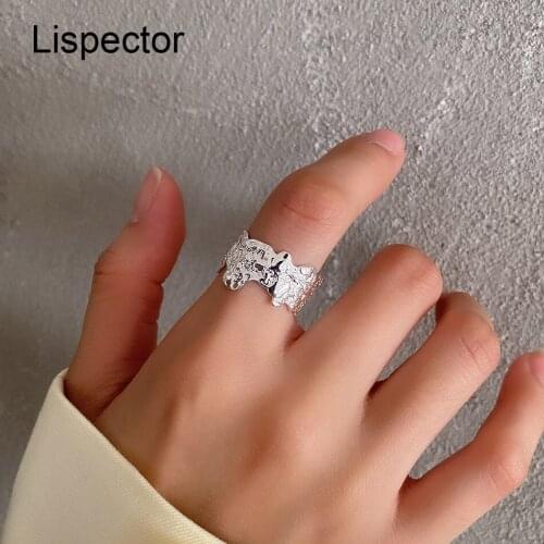 Lispector 925 Sterling Silver Irregular Tin Foil Rings for Women Men Hip Hop Folds Texture Ring Unisex Night Club Party Jewelry