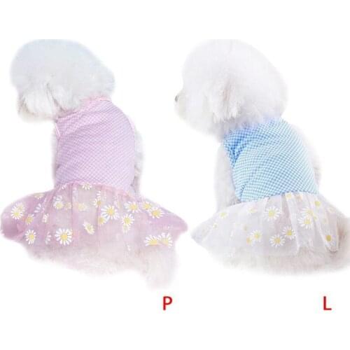Cute Pet Dog Princess Dress Flower Gauze Apparel Spring Summer Soft Puppy Cat Skirt Festival Party Pet Vest Apparel XS-M