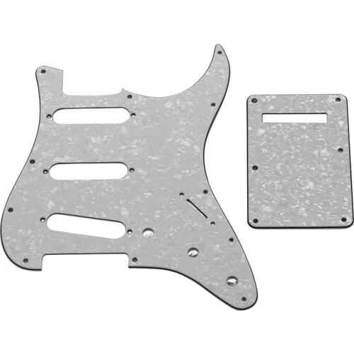 SSS Electric Guitar Pickguard Set with Back Plate Screws Pick Guard for American ST Style Guitars White Pearl
