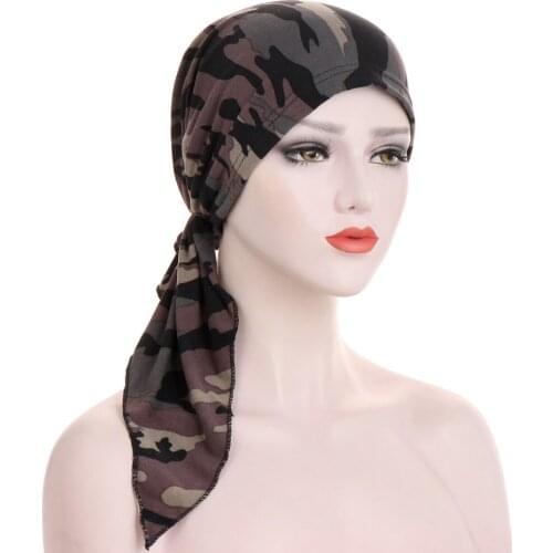 2021 NEW 24 Color European and American Fashion Ladies Tie-Dye Curved Floral Muslim Baotou Hat