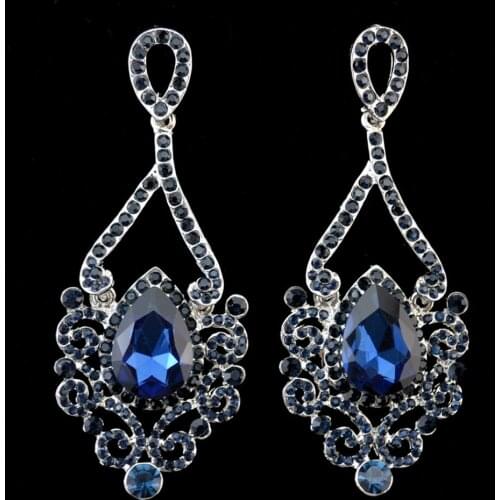 Luxury Palace Retro Luxulite Full Drilling Water Drop Rhinestones Female Earrings Sweet Earrings Long Earrings Crystal Earrings