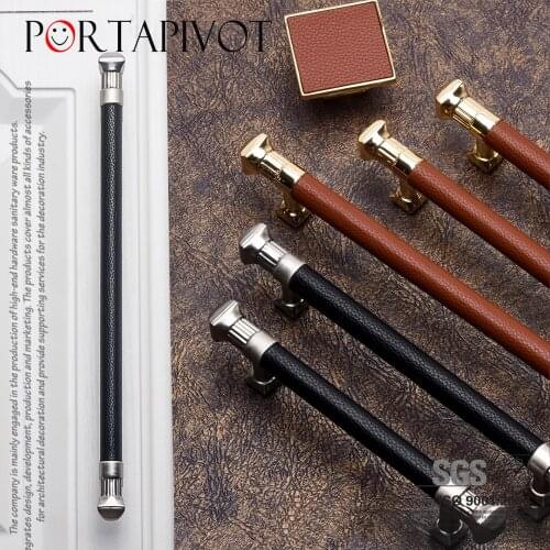 Cabinet Door Handle Simple Wardrobe door handleS cabinet Artificial leather handle Modern European drawer Single Hole