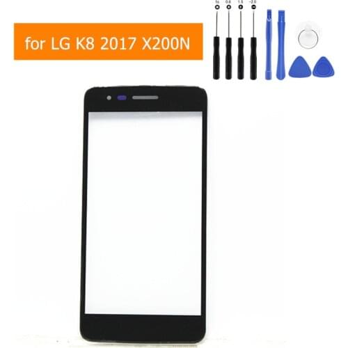 For LG K8 2017 M200N X240 US215 Touch Screen Front Glass Panel Cover Outer Glass Lens Replacement Repair Spare Parts + 3M Glue