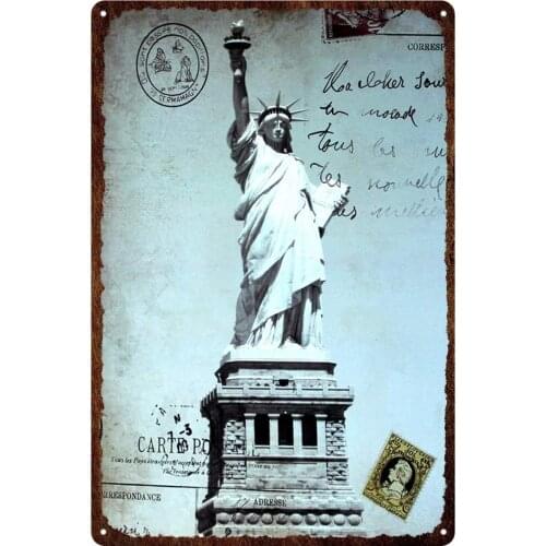 Statue of Liberty Vintage Style Metal Sign Iron Painting for Indoor & Outdoor Home Bar Coffee Kitchen Wall Decor 8 X 12 Inch