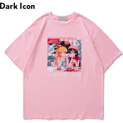 Dark Icon Cartoon Print Tshirts Men Women 2021 Summer Short Sleeved Mens T-shirt Man Tops 4 Colors