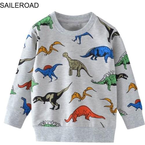 Cartoon Dinosaur Boys Sweatshirts for Little Kids Hoodies Clothes Autumn Children Long Sleeve Shirts