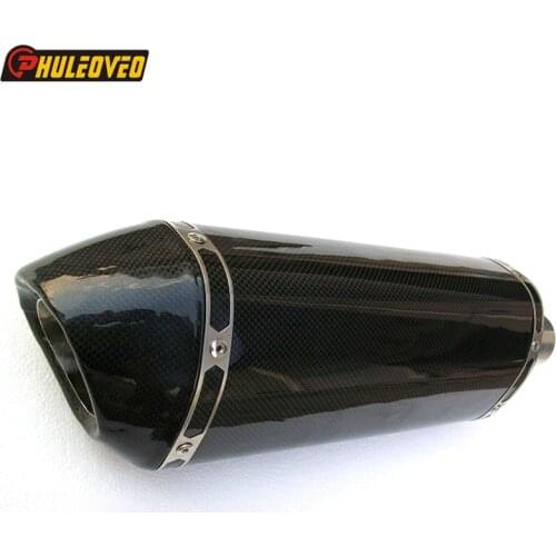 Carbon Fiber Customized ID:51mm 54mm 57mm 61mm 63mm 65mm 67mm 70mm Motorcycle Exhaust Muffler Escape Demper Hexagon Exhaust Pipe