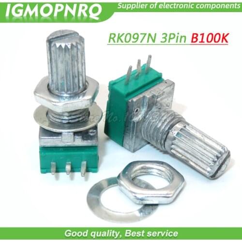 5PCS RK097N 100K single linked B100K with a switch audio 3pin shaft 15mm power amplifier sealing potentiometer IGMOPNRQ