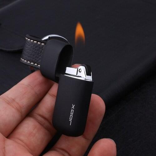 Creative personality pendant lighter open flame grinding wheel cigarette lighter key chain smoking set gift
