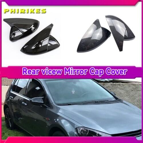 Black Horn Shape Side Wing Mirror Cover for VW Golf 7 MK7 7.5 GTD R GTI GTE VII Cap E-golf Sportsvan 2013 2018 2019 2020 replace