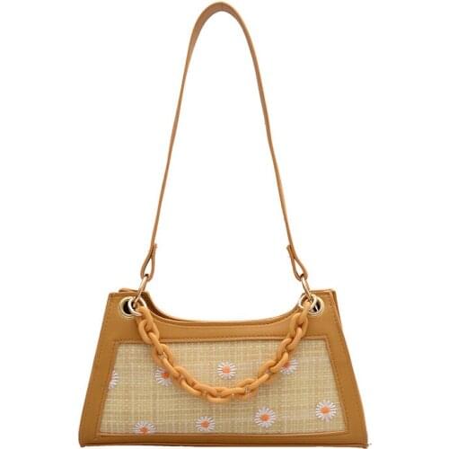 Women Bag New Fashion PU Baguette Chains Vintage Patchwork Zipper Soft Shoulder Bags Pures And Bags Crossbody Ladylike Bag