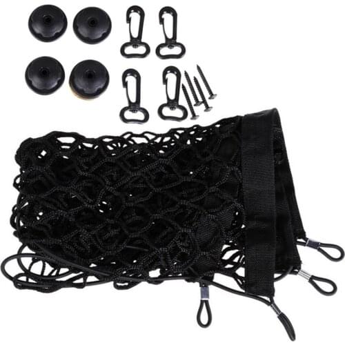 Car Storage Mesh Organizer 4 Hooks String Bag For Trunk Universal Storage Bag Pocket Cage Auto Organizer Seat Back Bag