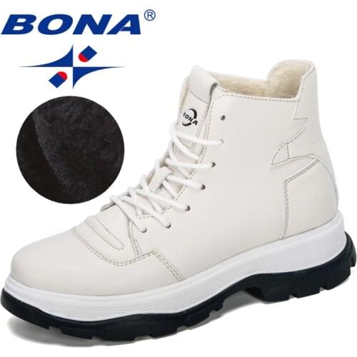 BONA 2019 New Designers Microfiber Short Plush Ankle Boot Women Winter Outdoor Snow Boots Woman Shoes Botas Mujer Comfortable