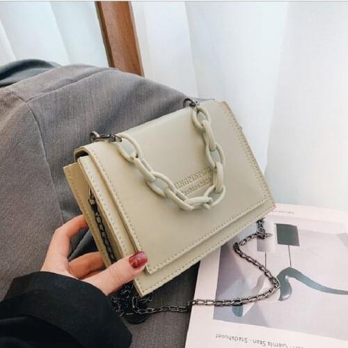 Female Messenger Bags Ins Style Chain Handbag Square Bag Letter Print Solid Color Crossbody Bag Сумка Женская Сумка Через Плечо