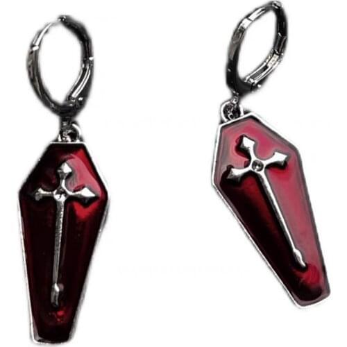 Cross Goth Coffin Vintage Punk Hanging Earrings 2021 Trend Pendant Stud Earrings for Women Cool Stuff Jewelry Gothic Boho