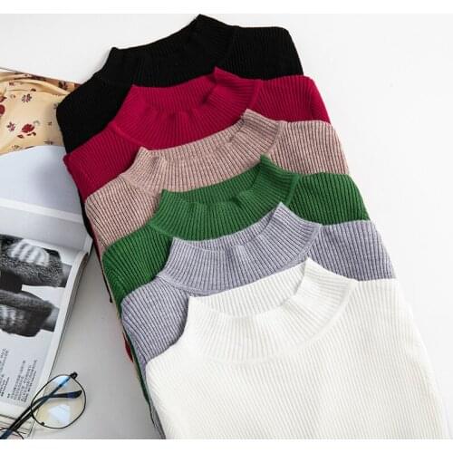 2021 Autumn Winter Thick Sweater Women Knitted Ribbed Pullover Sweater Long Sleeve Turtleneck Slim Jumper Soft Warm Pullovers