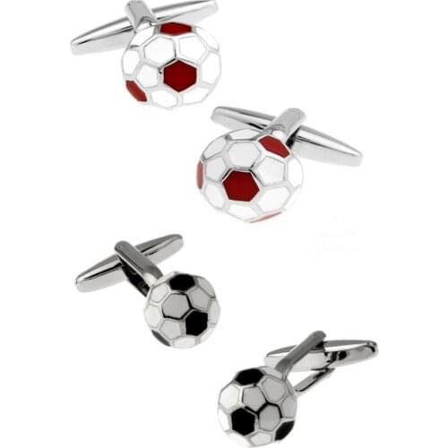 10pairs/lot Sport 3D Soccer Cufflinks Copper Enamel Football Cuff Links Mens Jewelry Accessory Wholesale